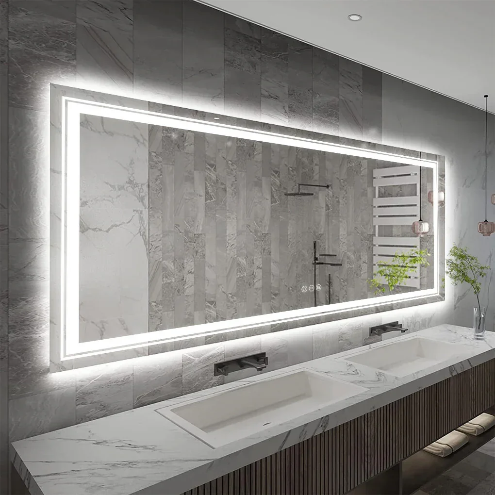 1.83M Oversize Dual Light Bathroom Mirror Super Anti-Fog Makeup Dressing Mirror - Image 2