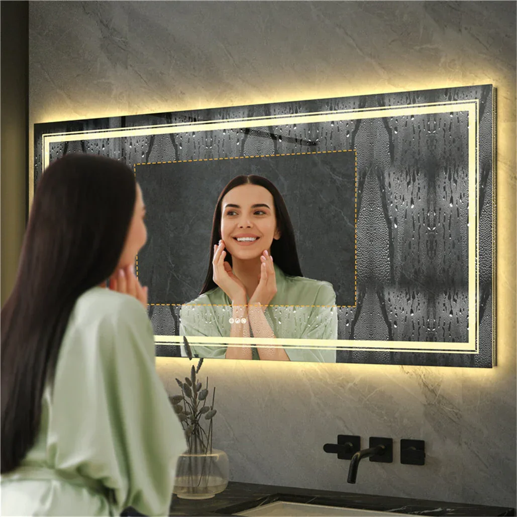1.83M Oversize Dual Light Bathroom Mirror Super Anti-Fog Makeup Dressing Mirror - Image 6