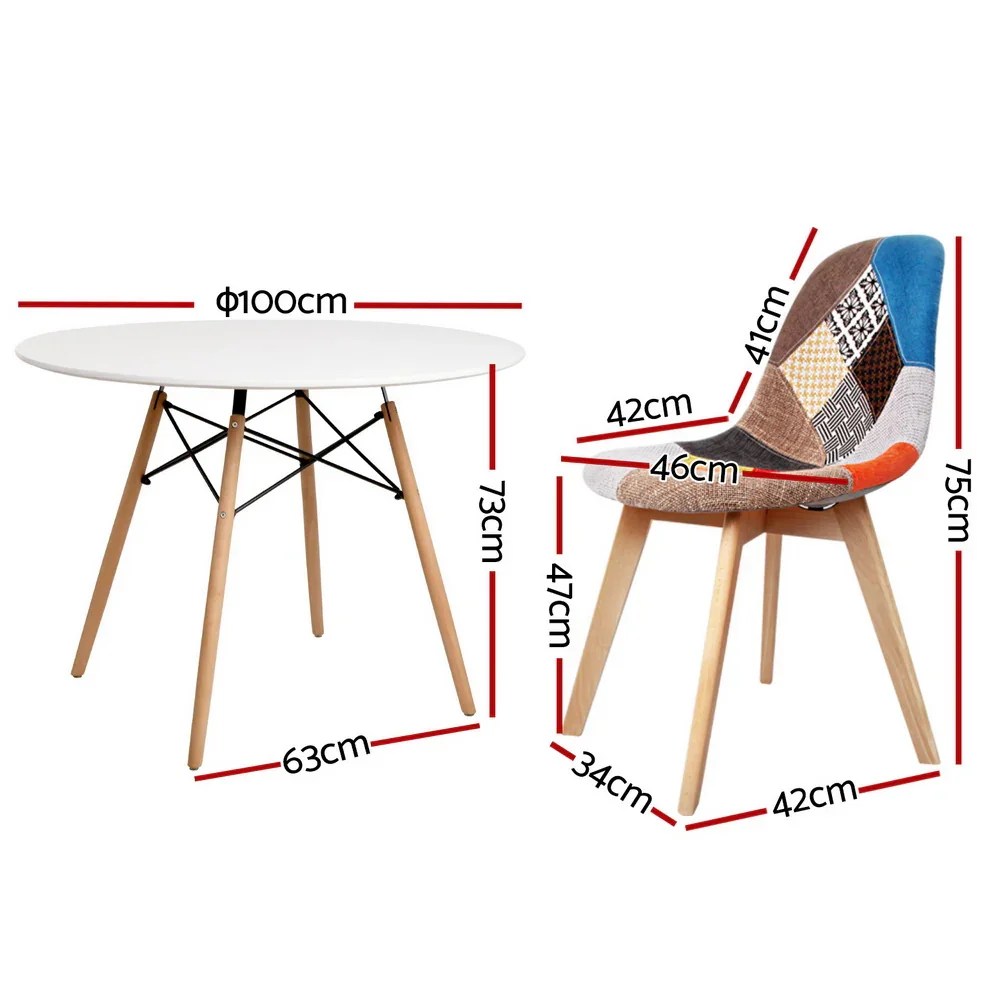 1  Dining Table and 4 Chairs Set DSW White - Image 2
