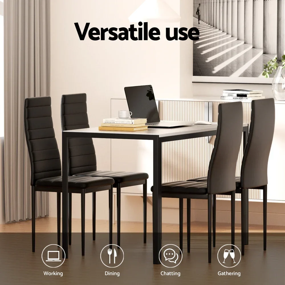 1  Dining Table and 4 Chairs Set Marble Effect - Image 4