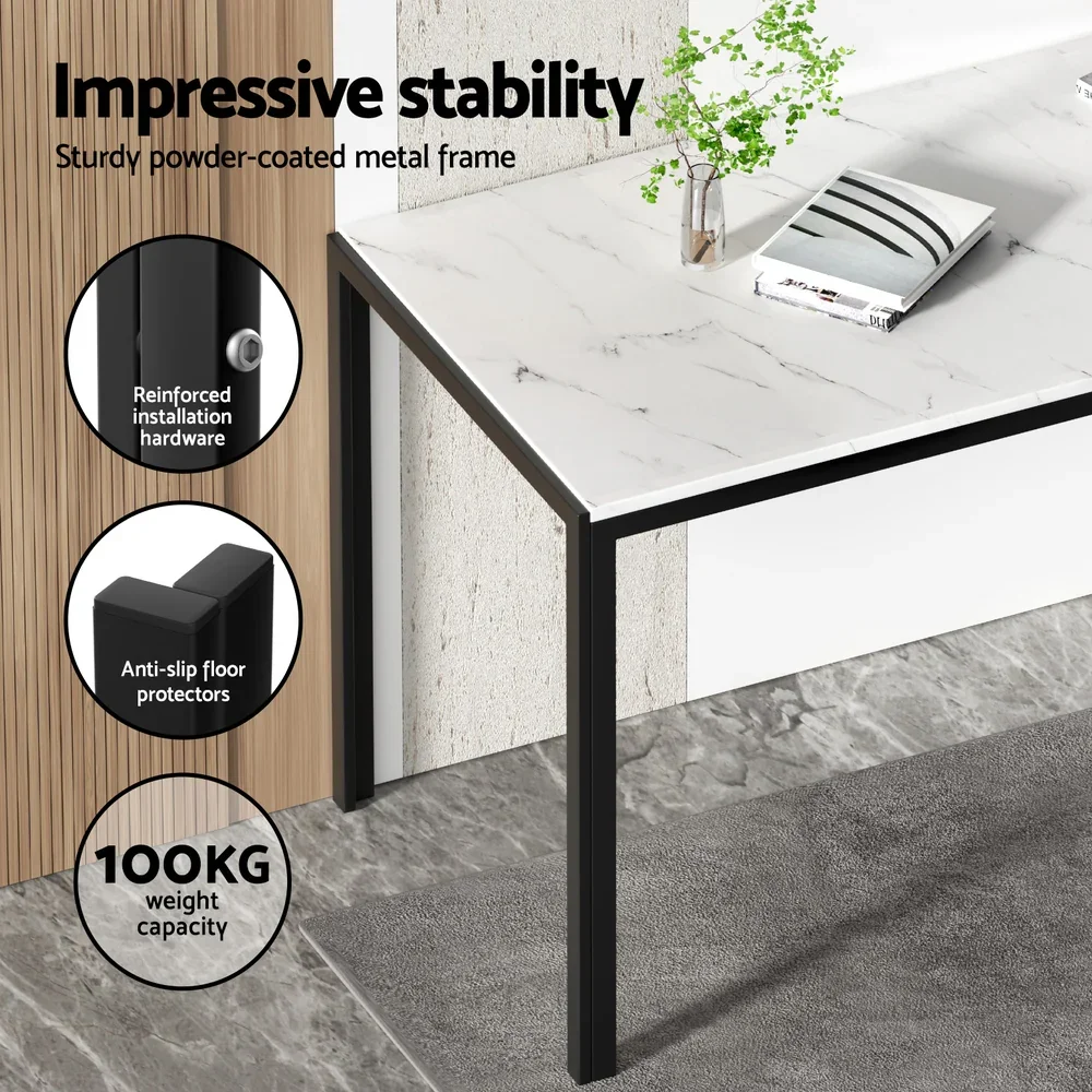 1  Dining Table and 4 Chairs Set Marble Effect - Image 5
