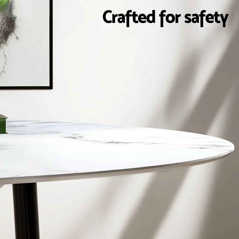 1  Dining Table and 4 Chairs Set Marble White - Image 4