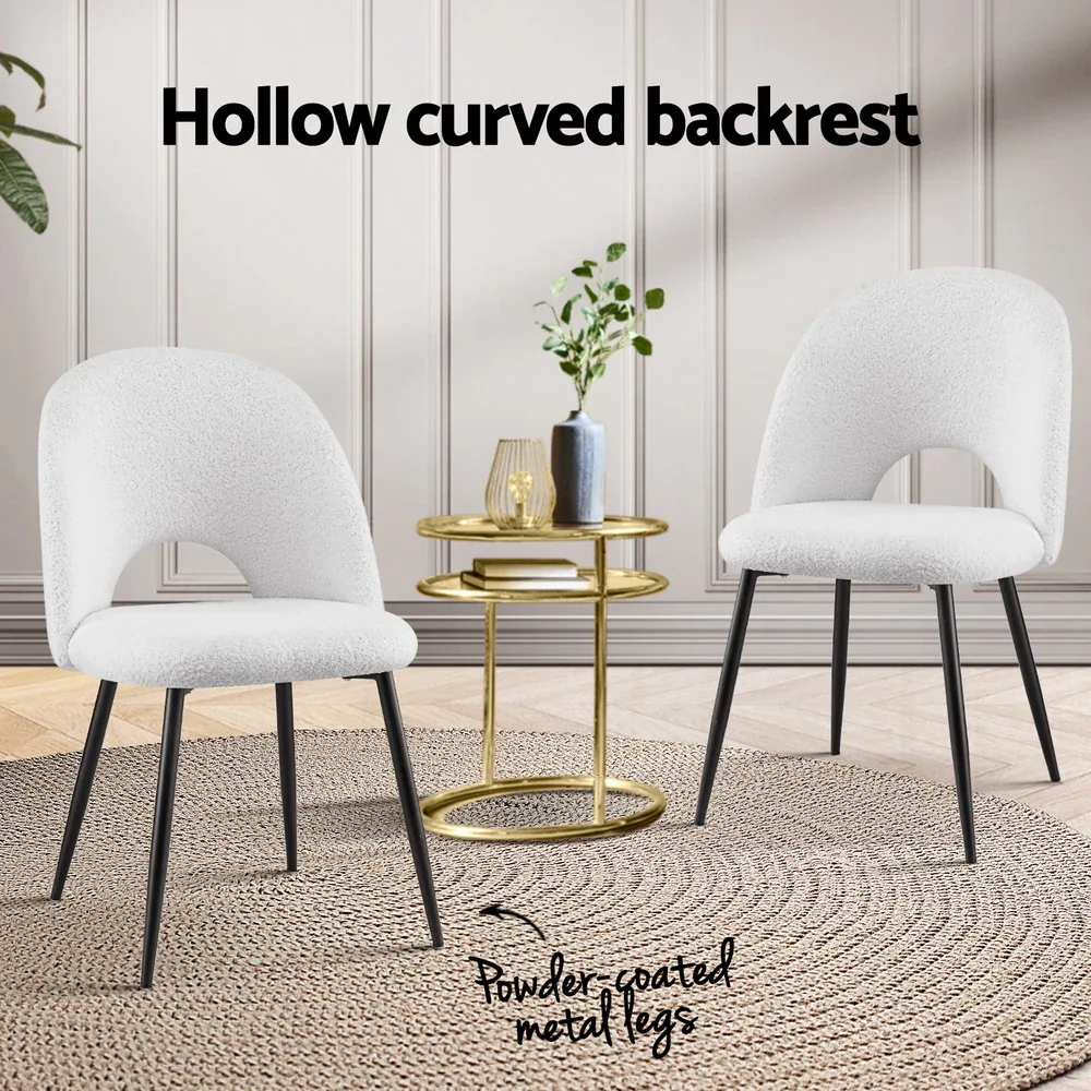 1 Set of 2 Dining Chair Boucle Sherpa - Image 4