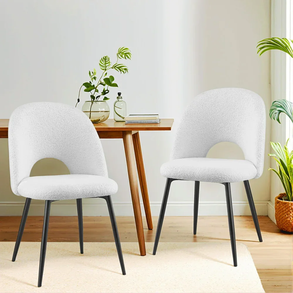 1 Set of 2 Dining Chair Boucle Sherpa - Image 7