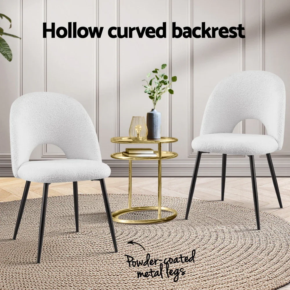 1 Set of 4  Dining Chair Boucle Sherpa - Image 4