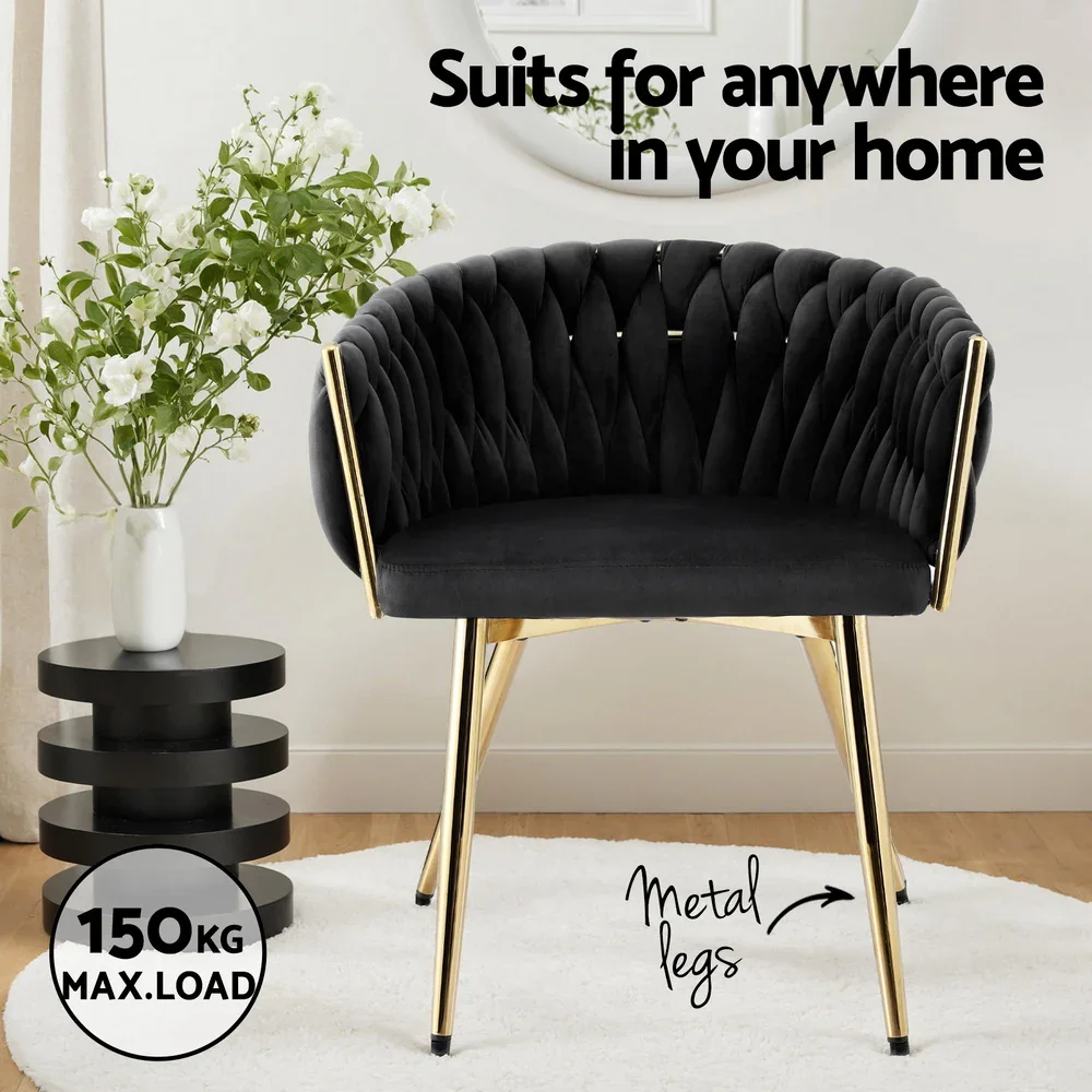 1 Set of 4  Dining Chairs Velvet Armchair Black - Image 3