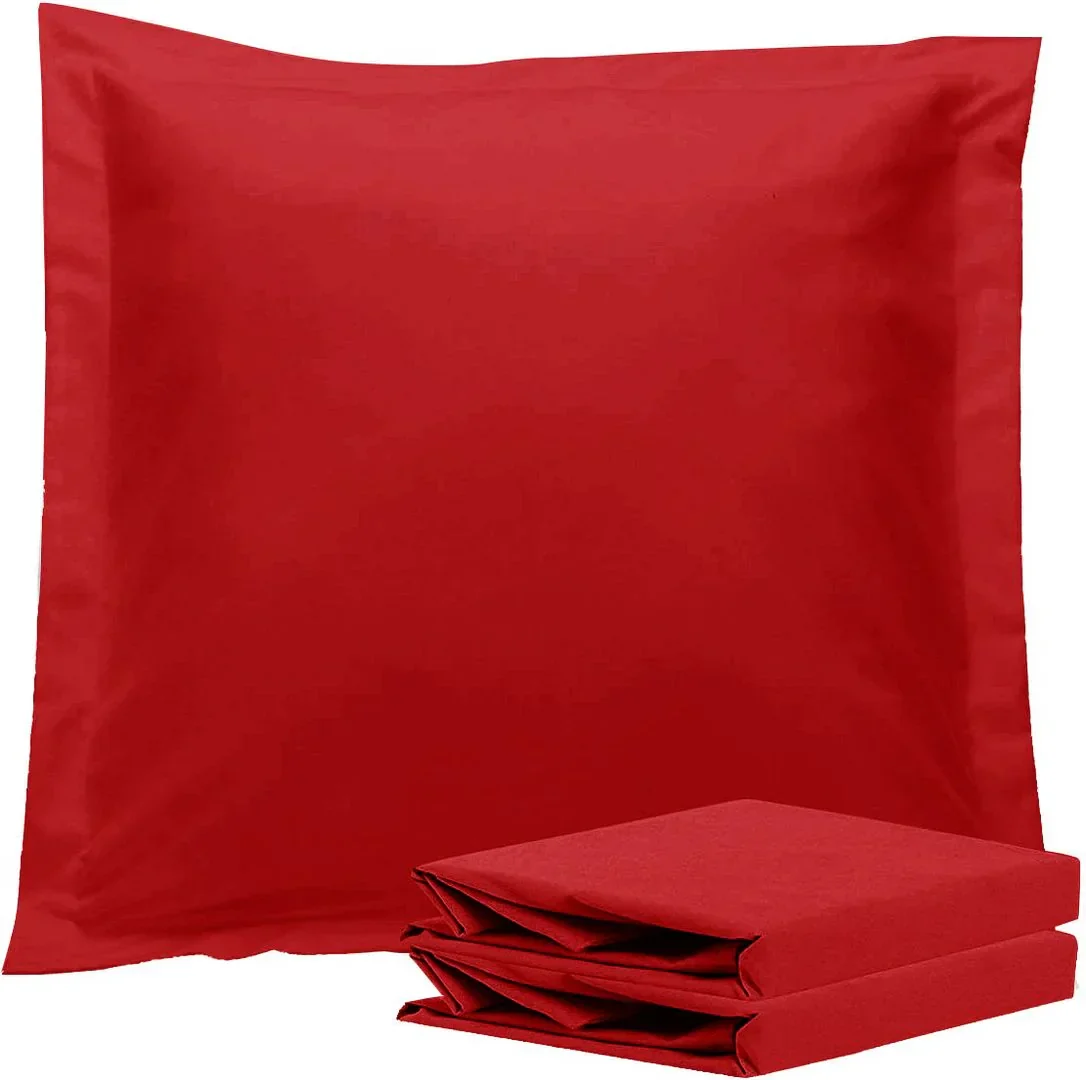 1000TC Premium Ultra Soft European Pillowcases 2-Pack Red - Image 2