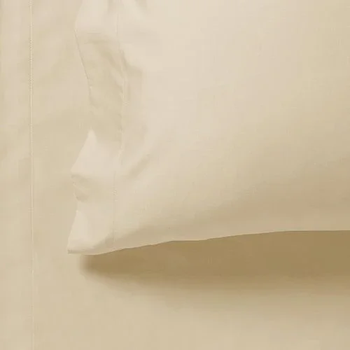1000TC Ultra Soft Double Size Bed Yellow Cream Flat & Fitted Sheet Set - Image 3