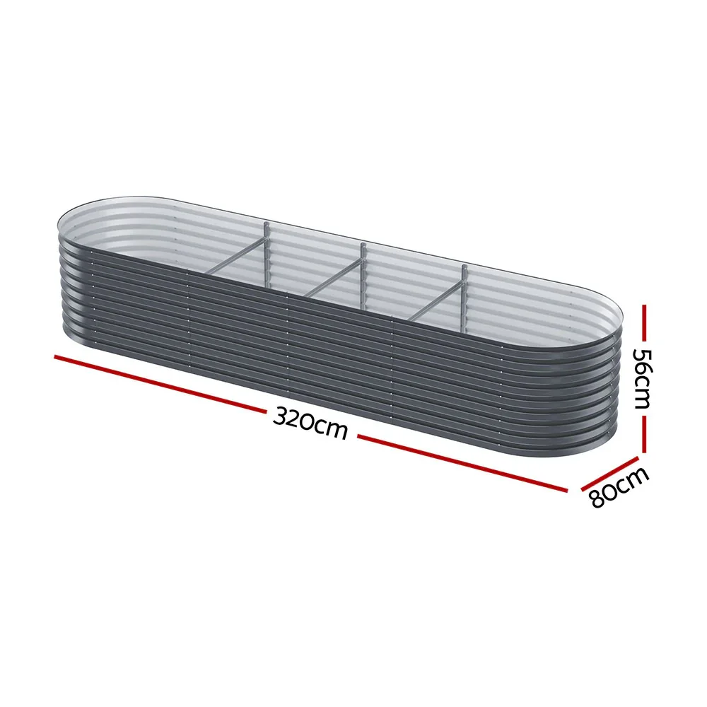 2x  Raised Garden Bed 320X80X56cm Oval Planter Box - Image 2