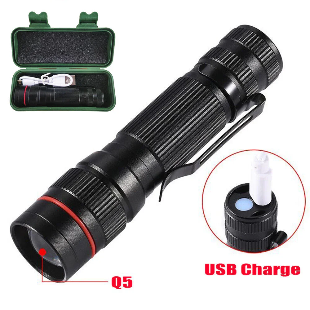 2x Mini Tactical Flashlight Small LED Torch 3 Mode Super Bright Light Clip Lamp - Image 3