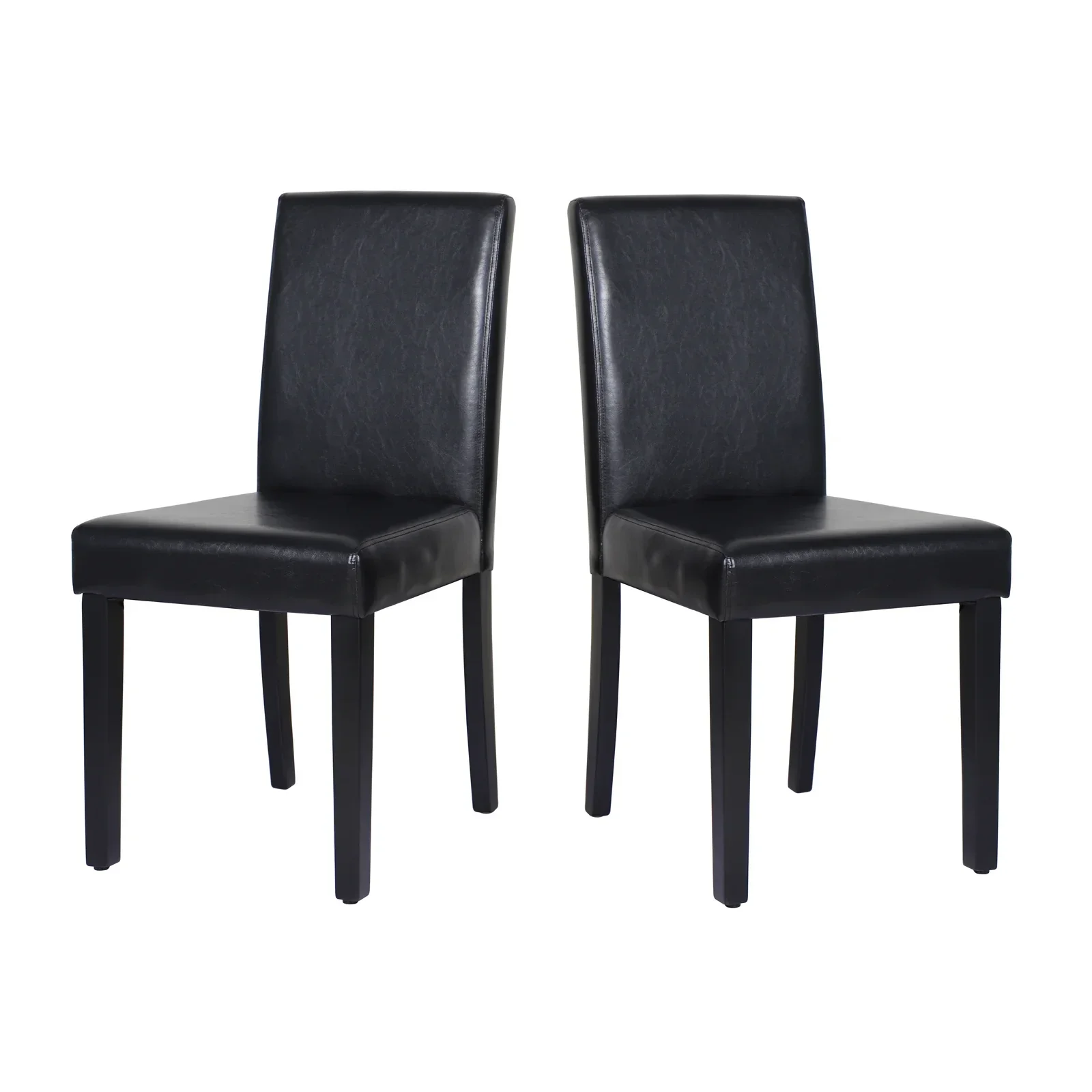2x Wooden Frame Black Leatherette Dining Chairs with Solid Pine Legs - Image 2
