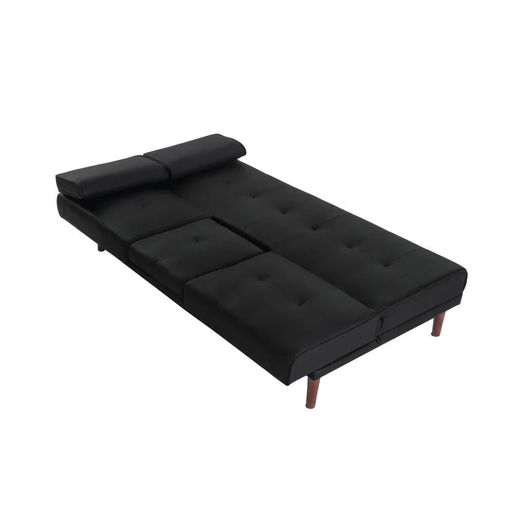 3 Seater Adjustable Sofa Bed With Cup Holder Black - Image 6