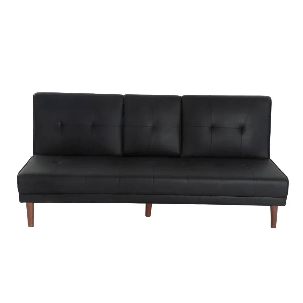 3 Seater Adjustable Sofa Bed With Cup Holder Black - Image 9