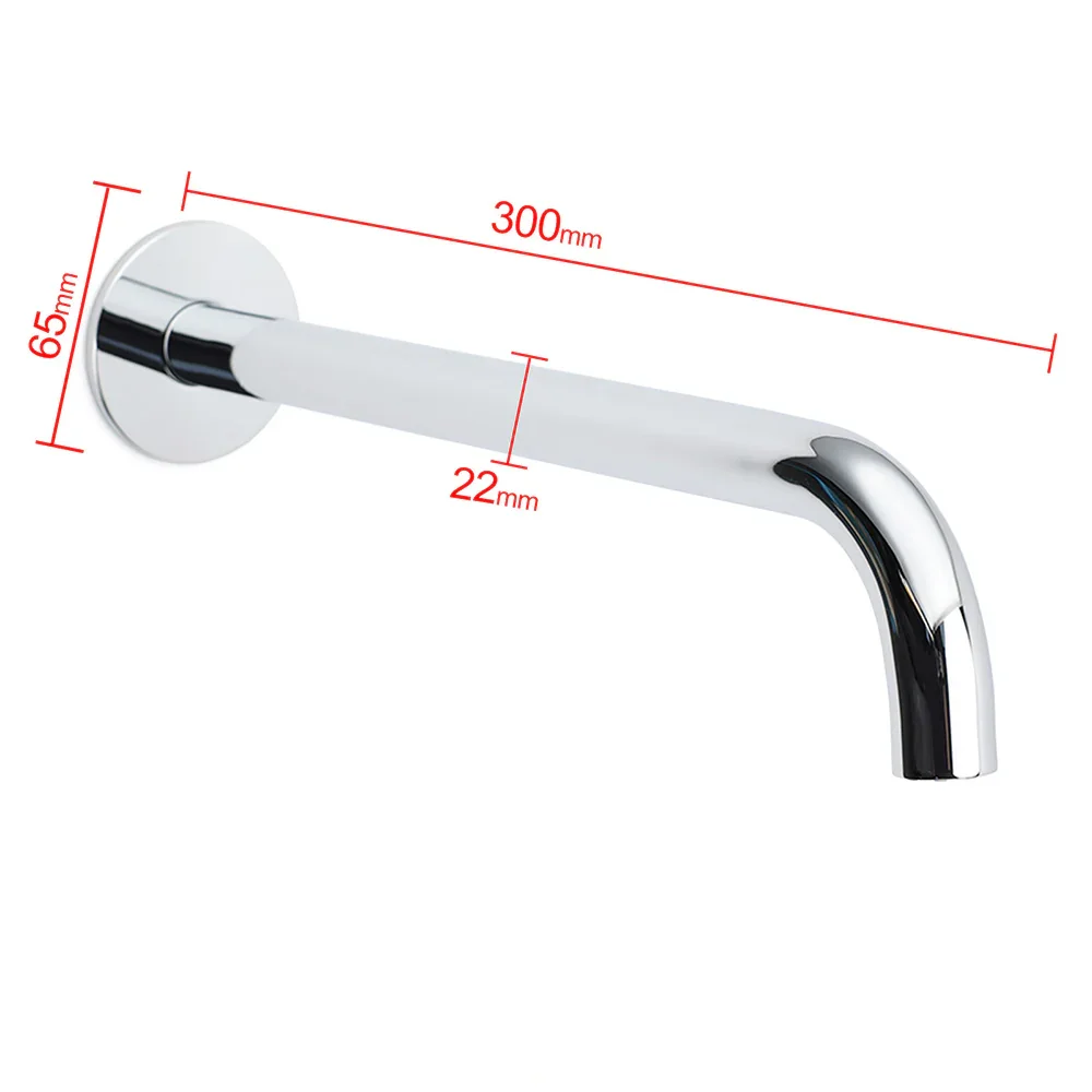 300mm Extra Long Wall Mounted Chrome Round Extention Bathtub Filler Spout Outlet - Image 2