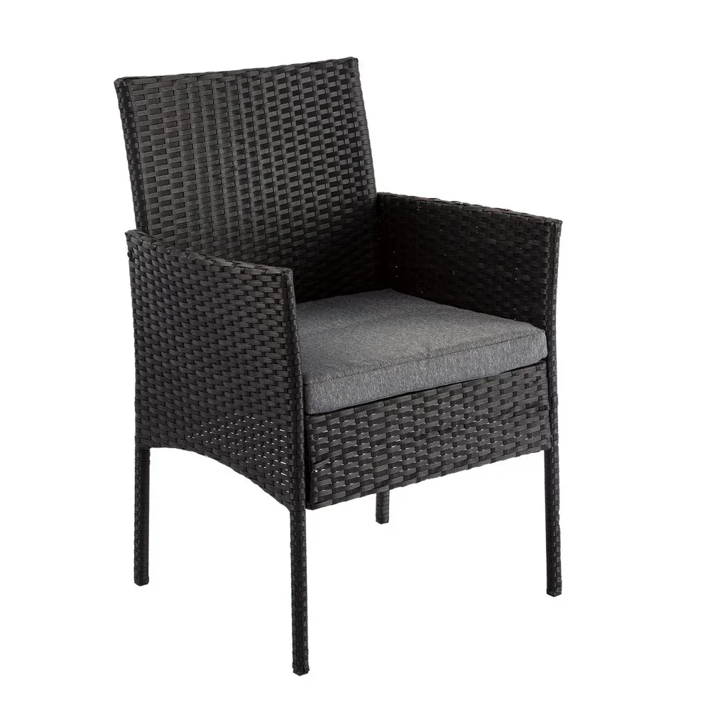 3PC Outdoor Table and Chairs Set-Black - Image 2