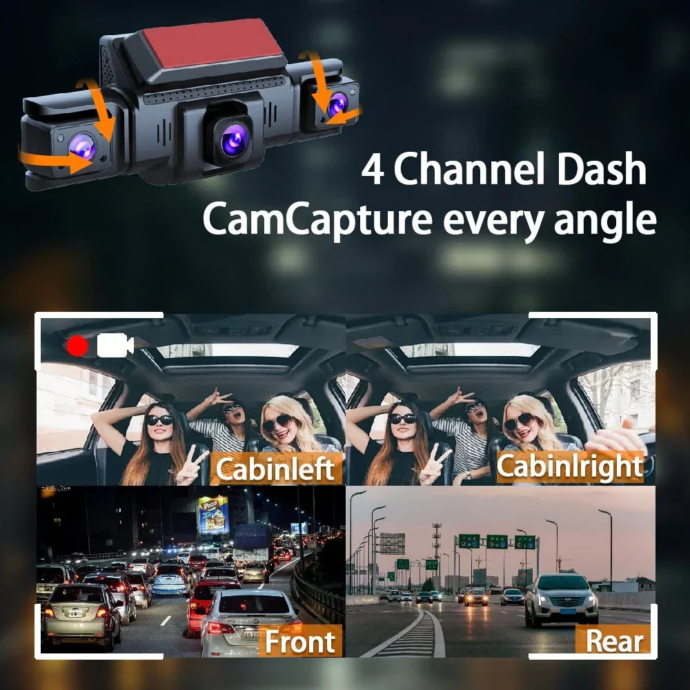 4 Channel 5G WiFi Dashcam FHD 1080P 170° Wide Angle G-Sensor with 64GB Card - Image 3