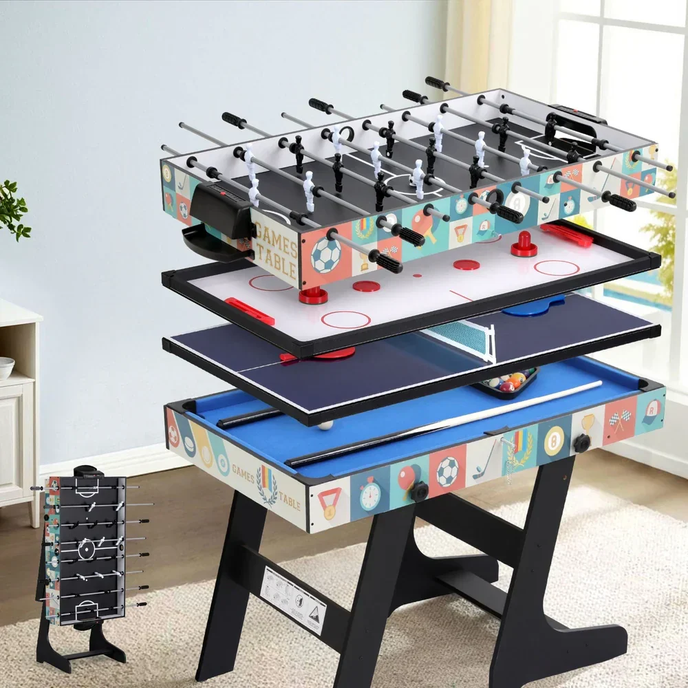 4-in-1 Soccer Table Foldable Game Foosball Table Tennis Pool Hockey - Image 7