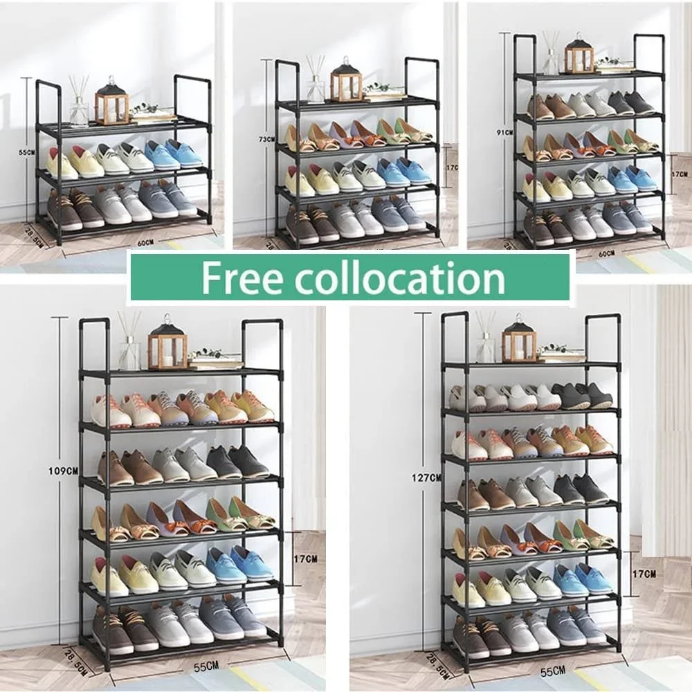 4-Tier Stainless Steel Shoe Rack Storage Organizer to Hold up to 20 Pairs of Shoes (80cm, Black) - Image 3