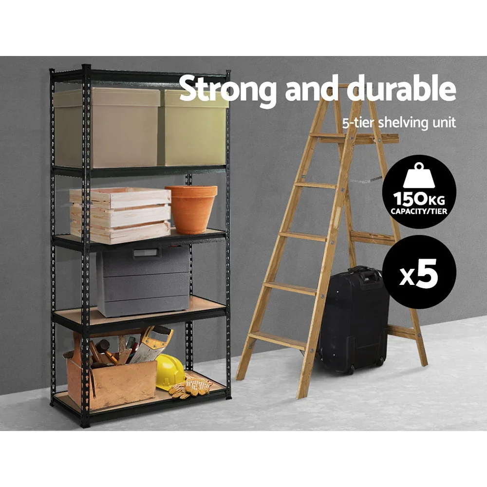 5x1.5M Garage Shelving Warehouse Rack Pallet Racking Storage Shelve Black - Image 3