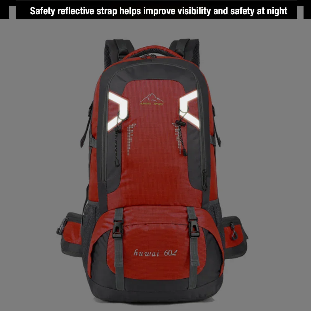 60L Waterproof Outdoor Hiking Backpack Camping Outdoor Trekking BagBlue - Image 8