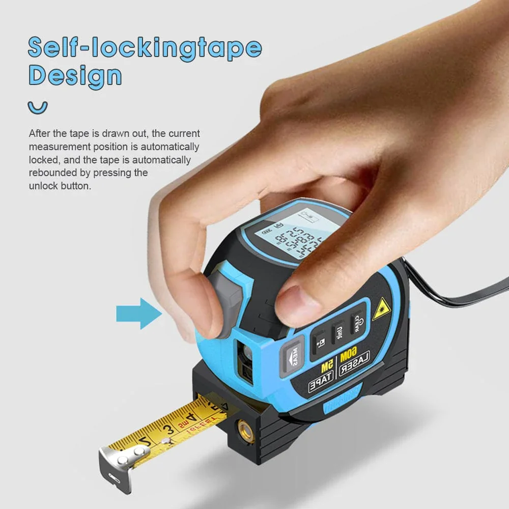 60m Laser Measure, Cross-line Laser Level, 5m Tape Measure Blue - Image 5