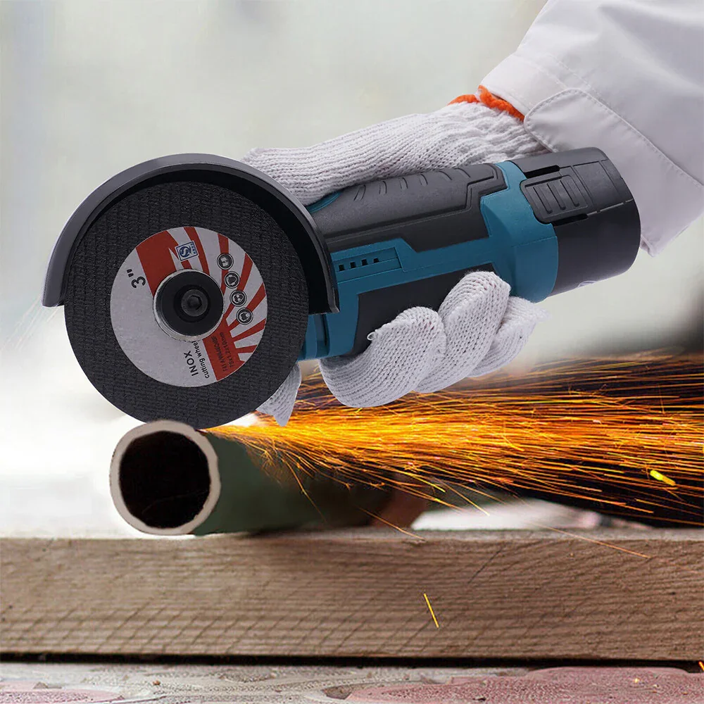 800W Mini Cordless Brushless Angle Grinder Cutting Tool W/ 2x Battery & Charger - Image 7