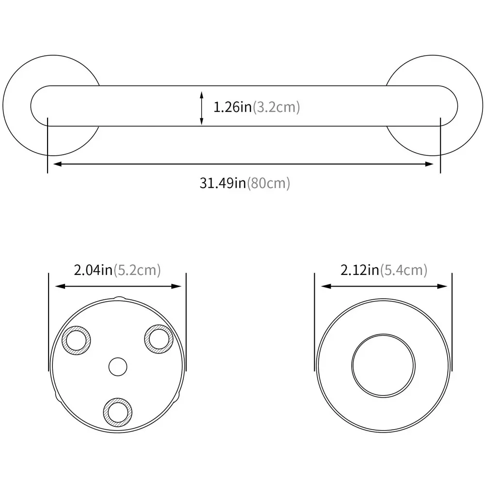 80cm Stainless Steel Handle for Shower Toilet Grab Bar Handle Bathroom Stairway Handrail Elderly Senior Assist - Image 3