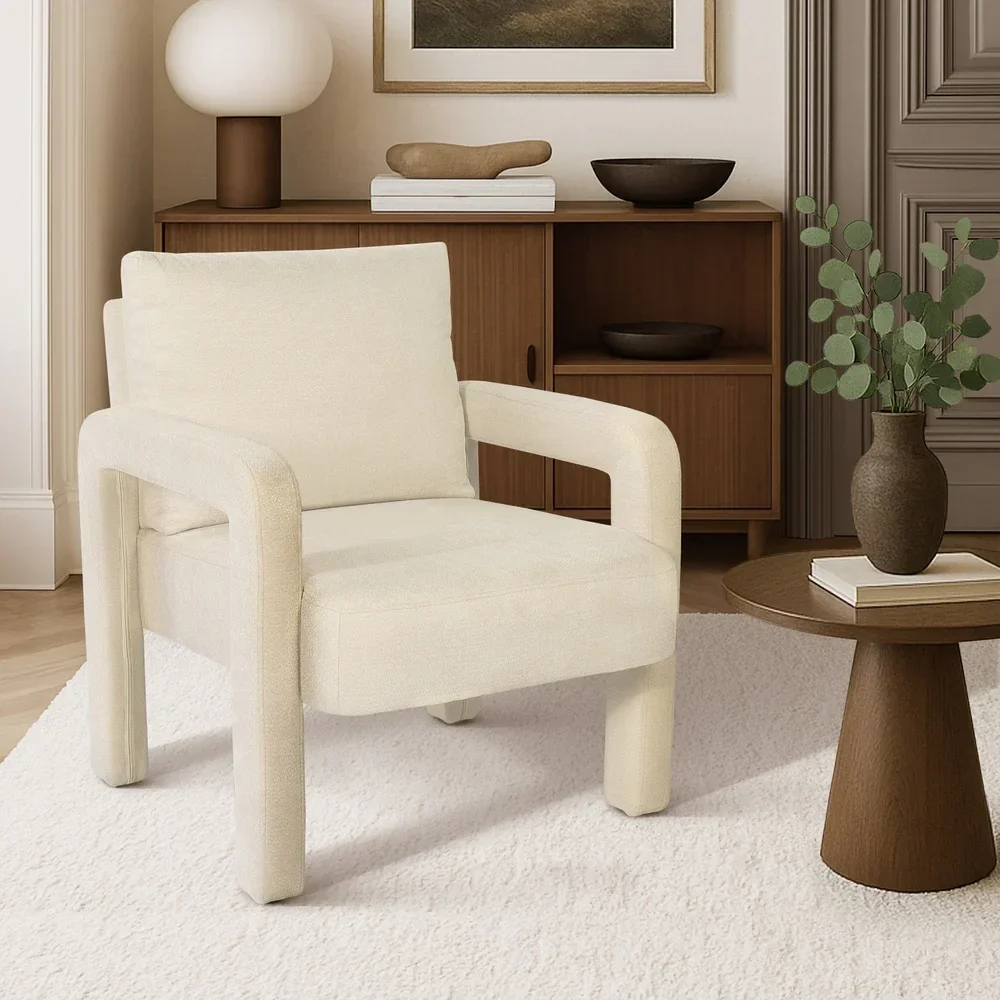Armchair Velvet Chairs 1 Seater Lounge Sofa Chair Beige