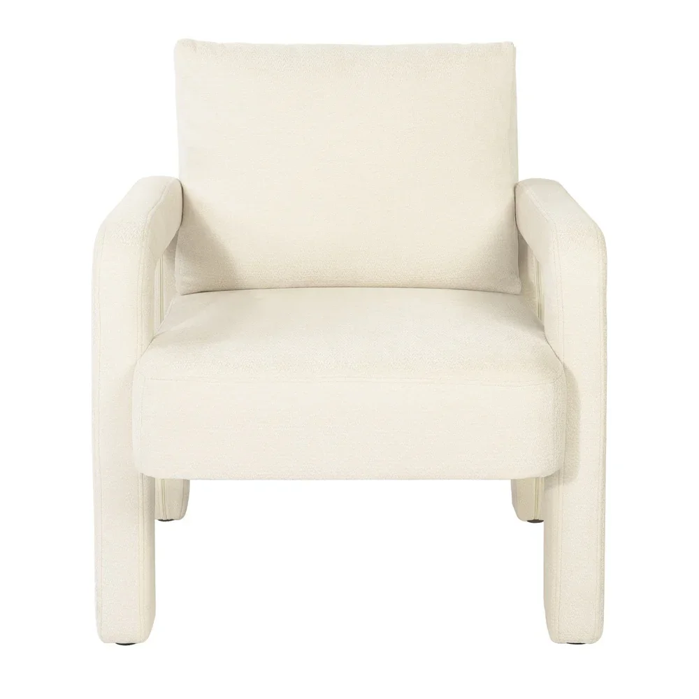 Armchair Velvet Chairs 1 Seater Lounge Sofa Chair Beige - Image 2