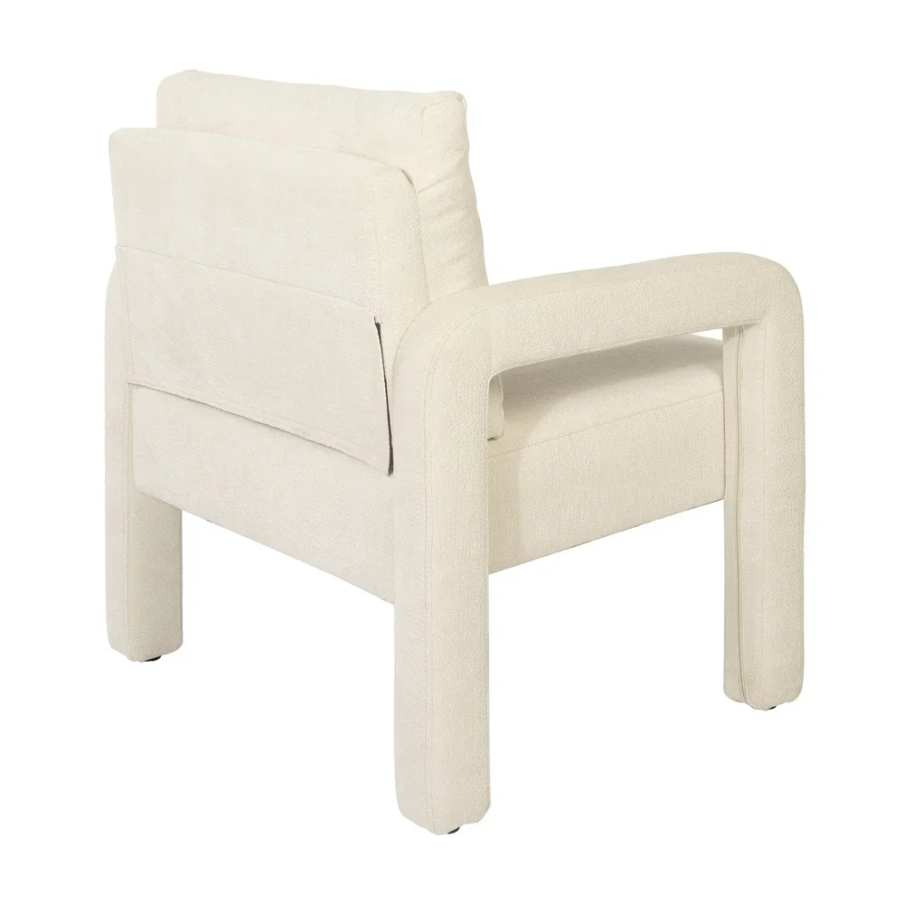 Armchair Velvet Chairs 1 Seater Lounge Sofa Chair Beige - Image 3