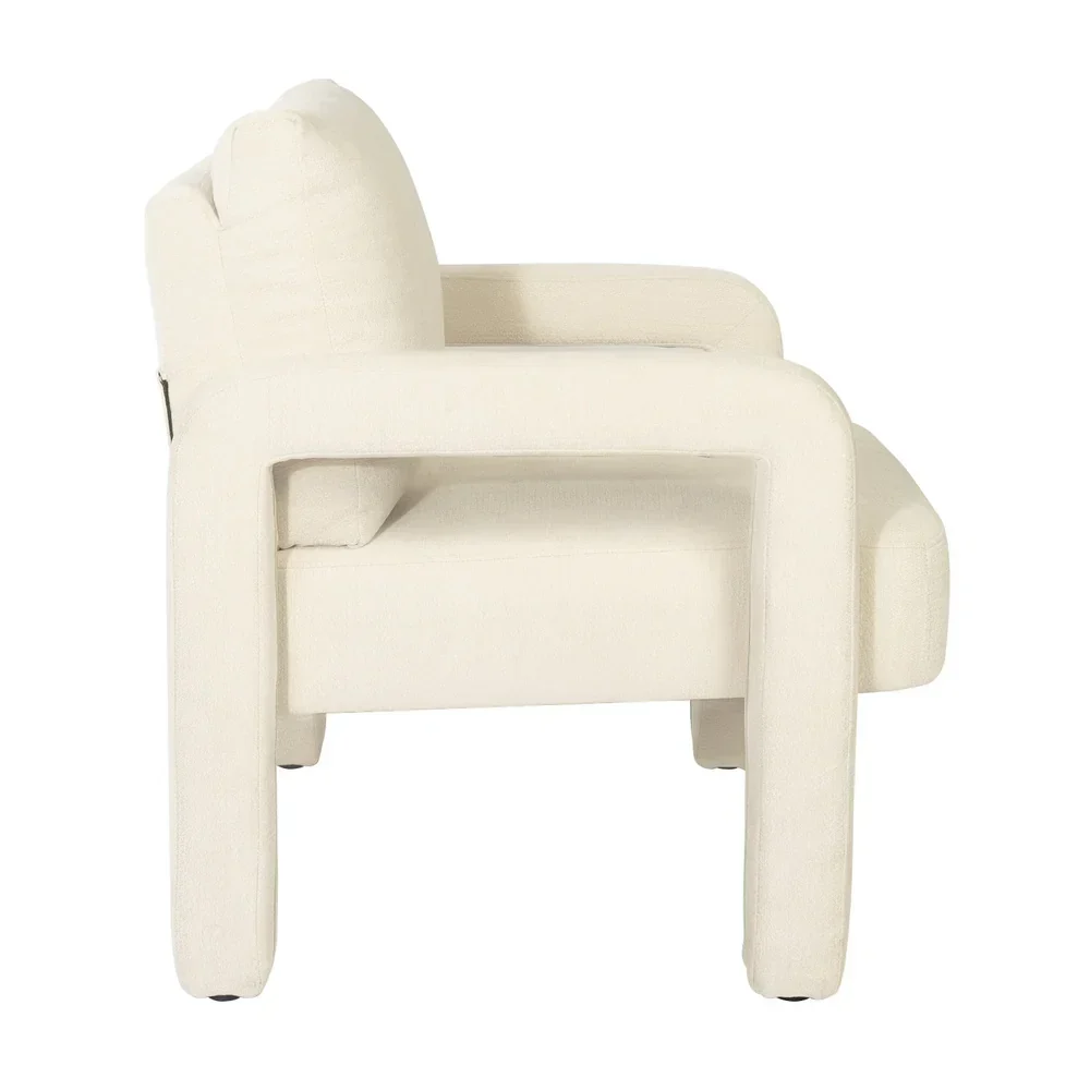 Armchair Velvet Chairs 1 Seater Lounge Sofa Chair Beige - Image 4