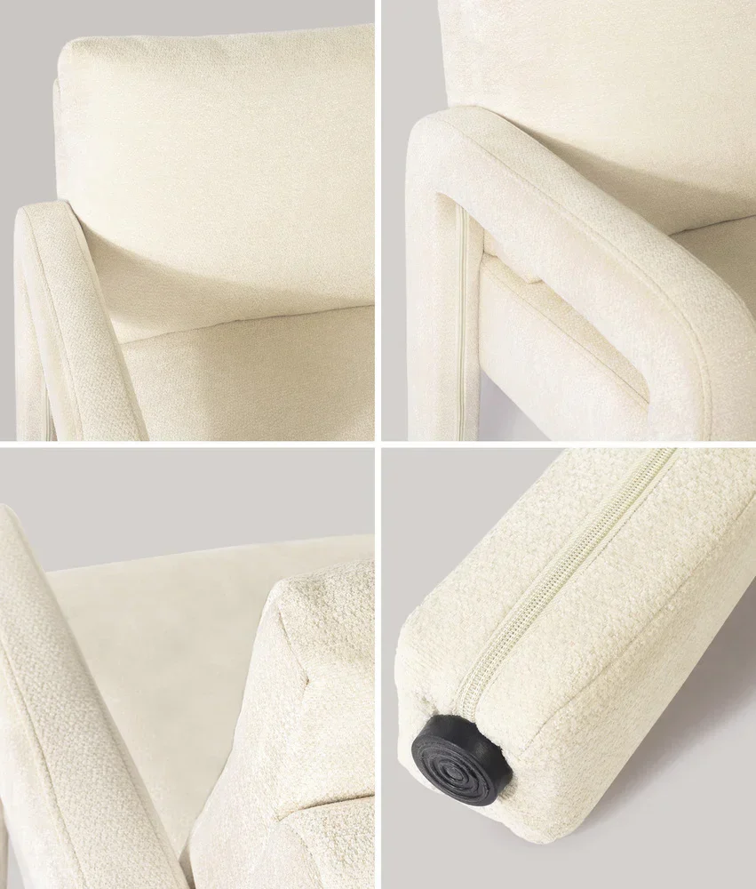Armchair Velvet Chairs 1 Seater Lounge Sofa Chair Beige - Image 6