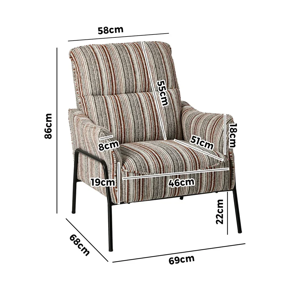 Armchair Chenille Fabric Lounge Chair Accent Chair Brown - Image 4