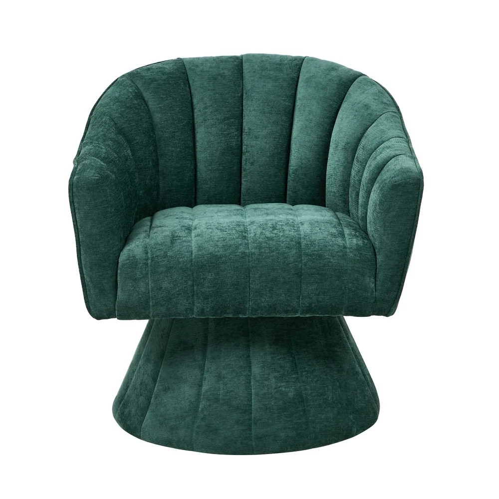 Swivel Armchair Linen Fabric Lounge Chair Accent Chair Green