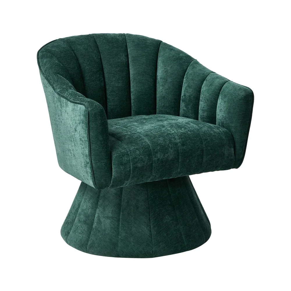 Swivel Armchair Linen Fabric Lounge Chair Accent Chair Green - Image 3