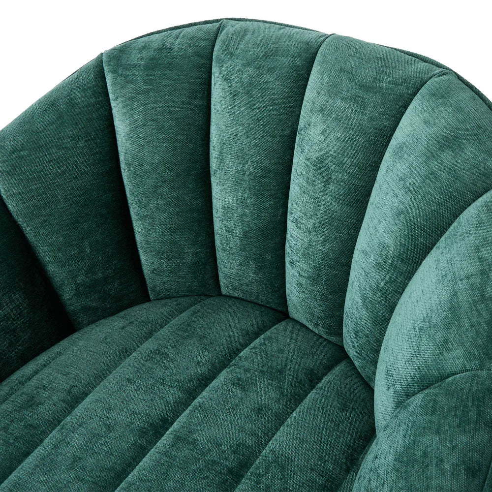 Swivel Armchair Linen Fabric Lounge Chair Accent Chair Green - Image 4