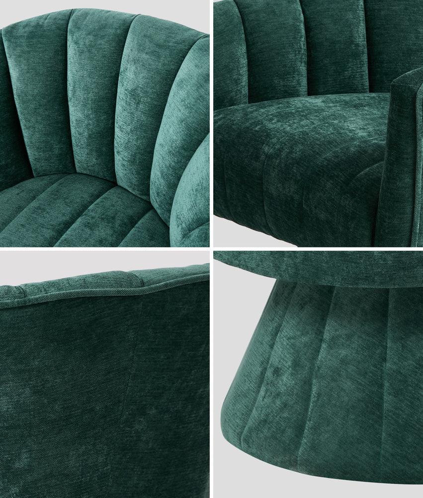 Swivel Armchair Linen Fabric Lounge Chair Accent Chair Green - Image 5