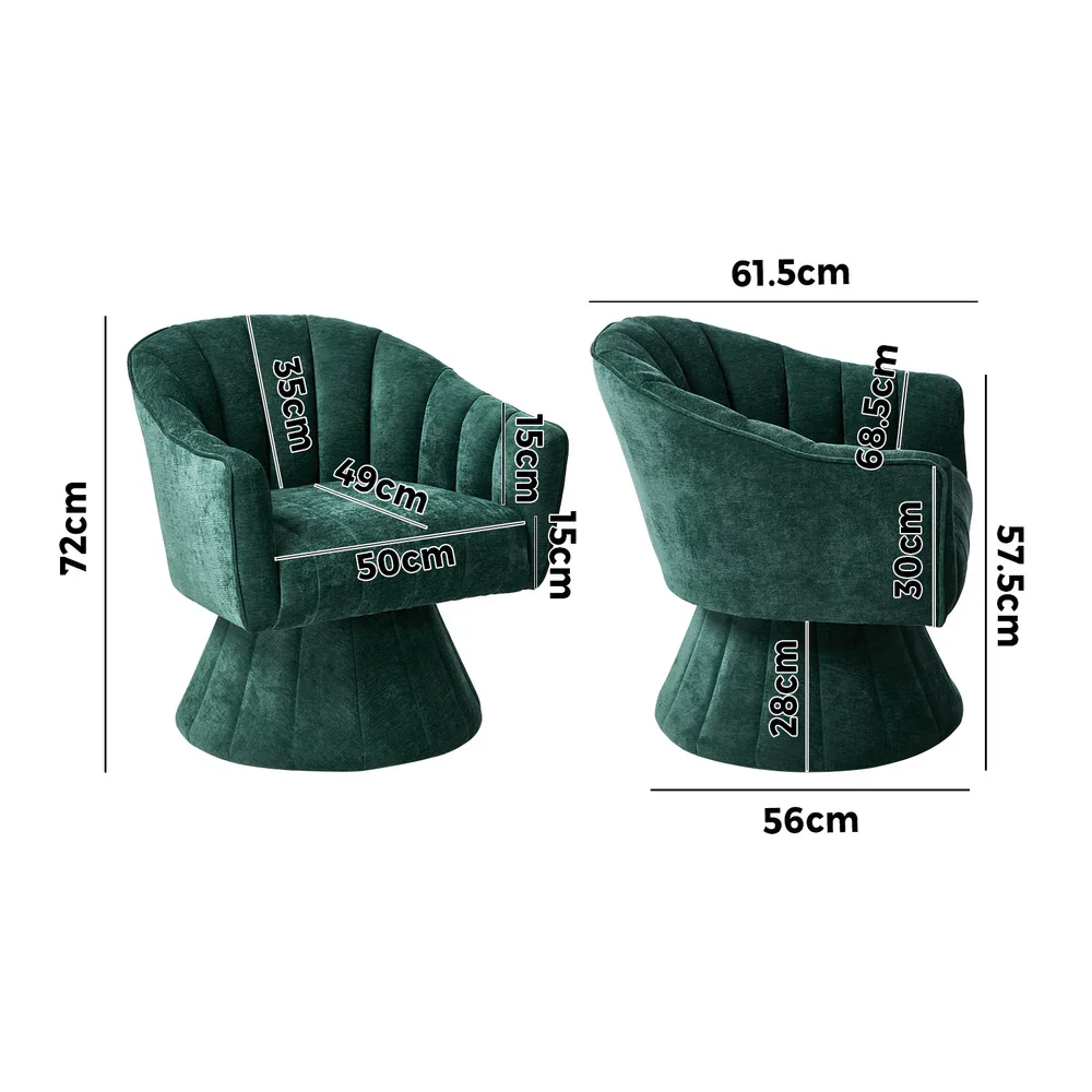 Swivel Armchair Linen Fabric Lounge Chair Accent Chair Green - Image 6