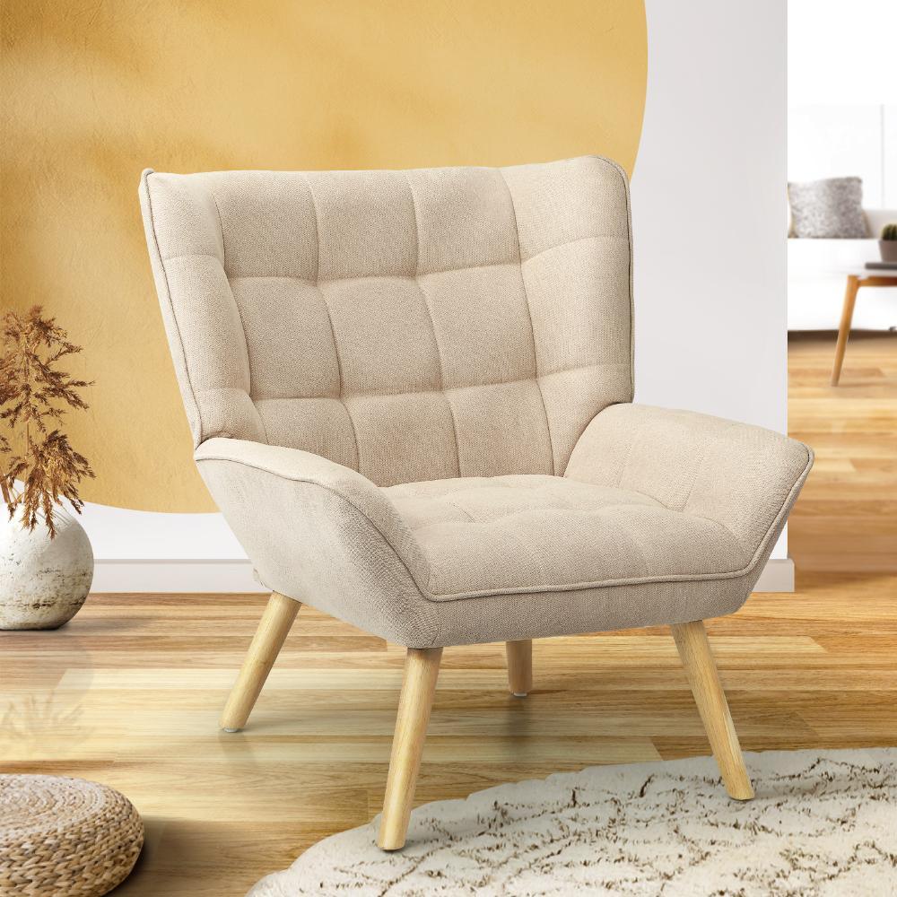 Armchair Fabric Upholstered Tub Chair Beige - Image 5