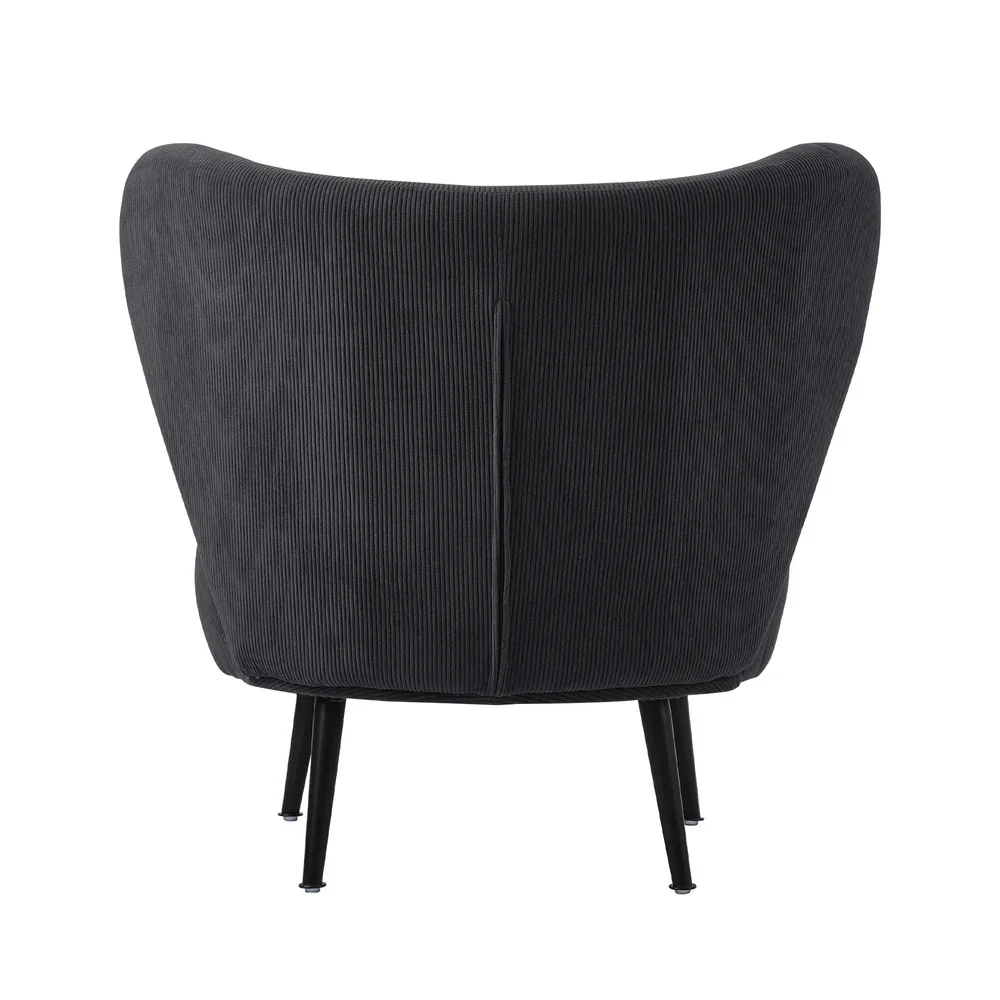 Lounge Chair with Lumbar Pillow Wingback Corduroy Velvet Charcoal - Image 4