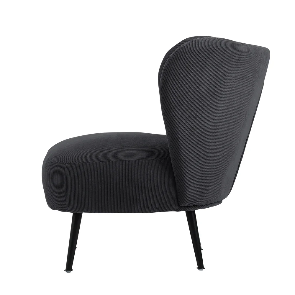 Lounge Chair with Lumbar Pillow Wingback Corduroy Velvet Charcoal - Image 6