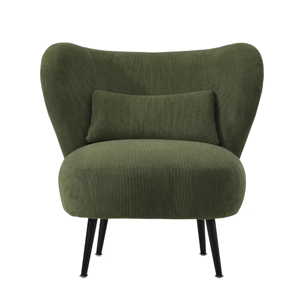 Lounge Chair with Lumbar Pillow Wingback Velvet Green - Image 6