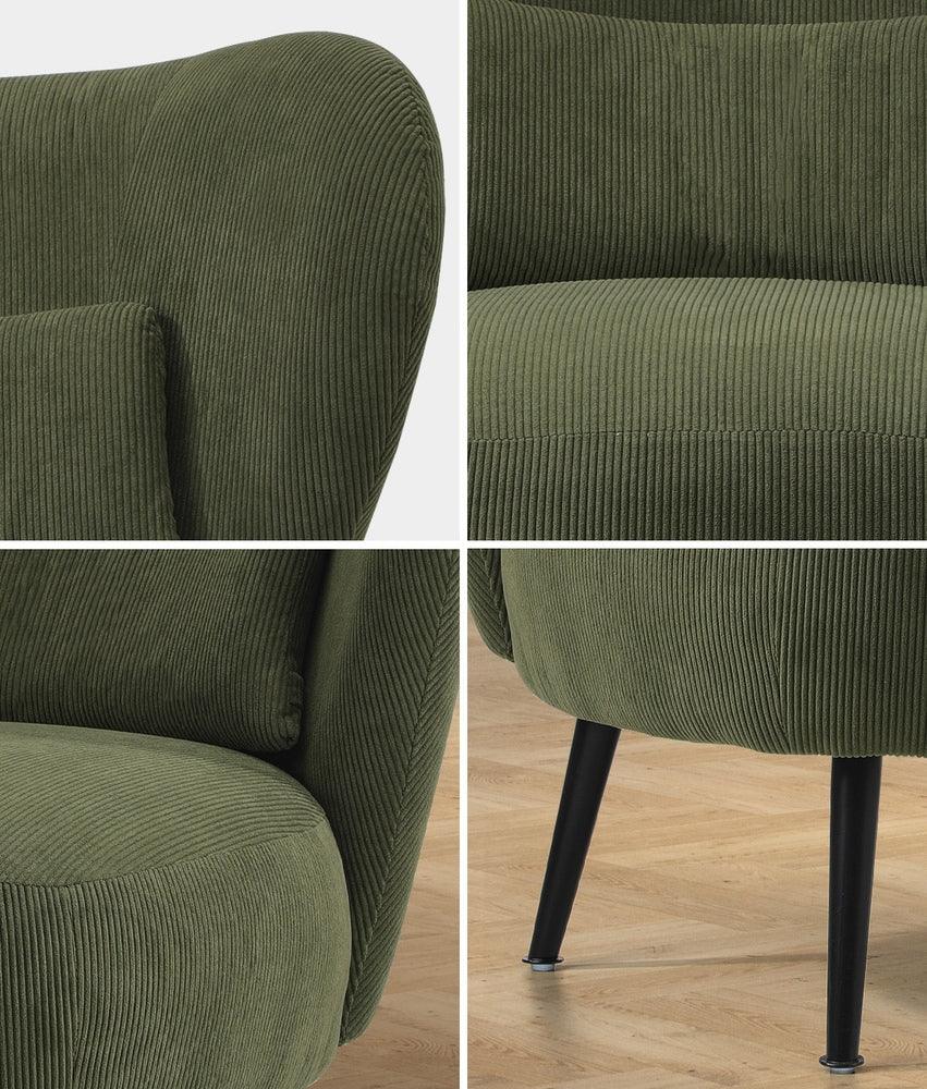 Lounge Chair with Lumbar Pillow Wingback Velvet Green - Image 8