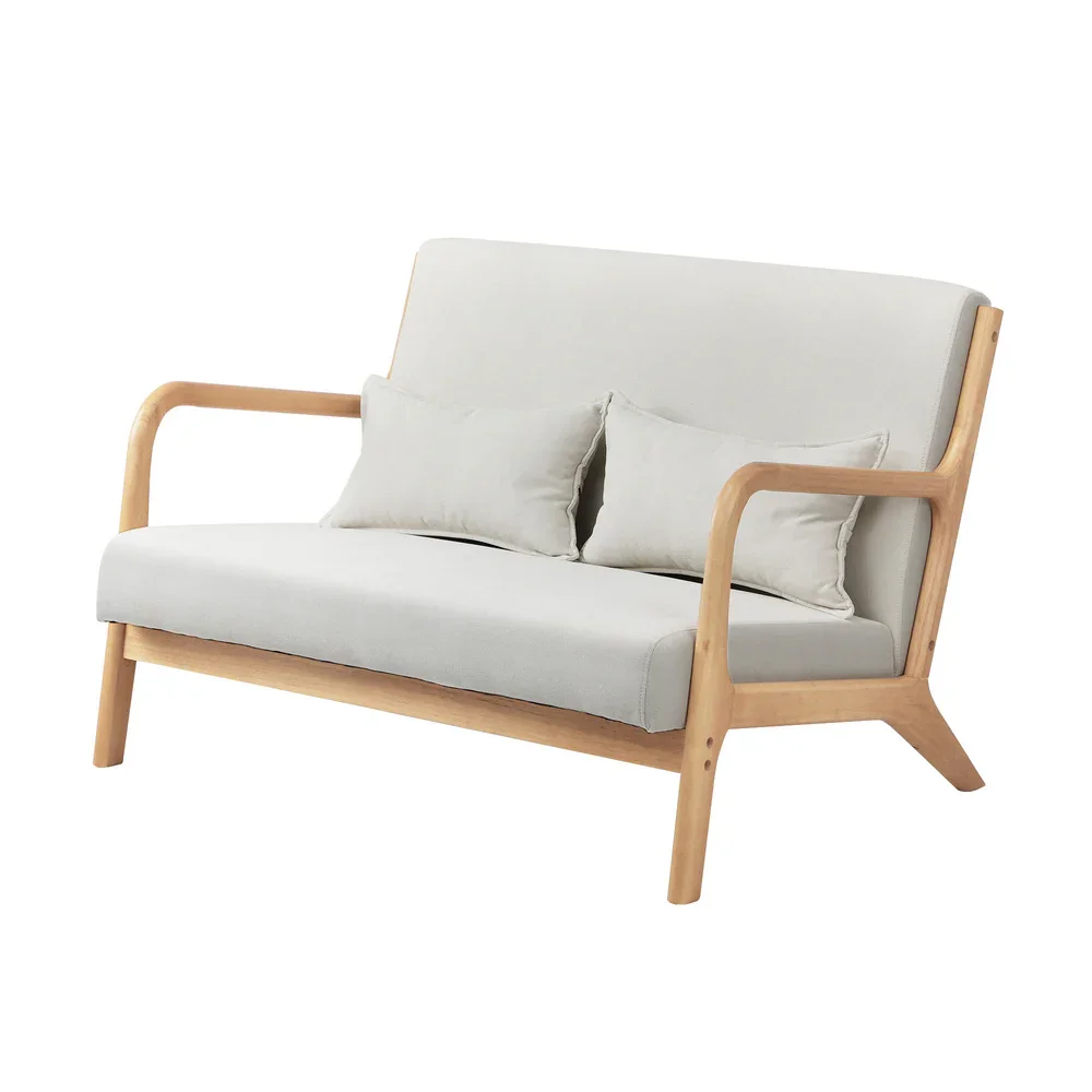 Armchair Couch Pillows 2 Seater Fabric Beige - Image 4