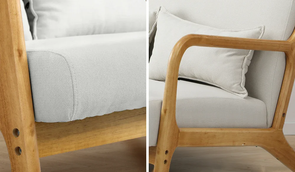 Armchair Couch Pillows 2 Seater Fabric Beige - Image 9