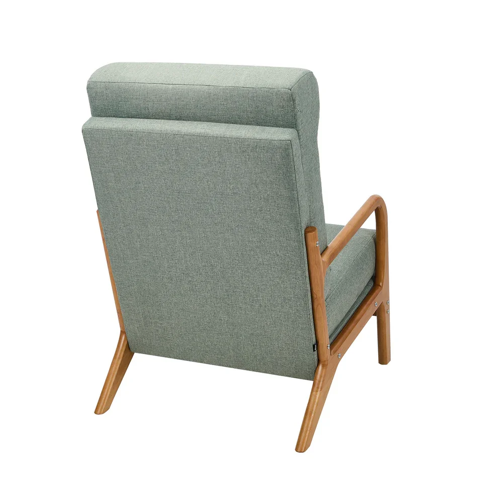 Armchair Linen Fabric Lounge Chair with Lumbar Pillow Green - Image 2