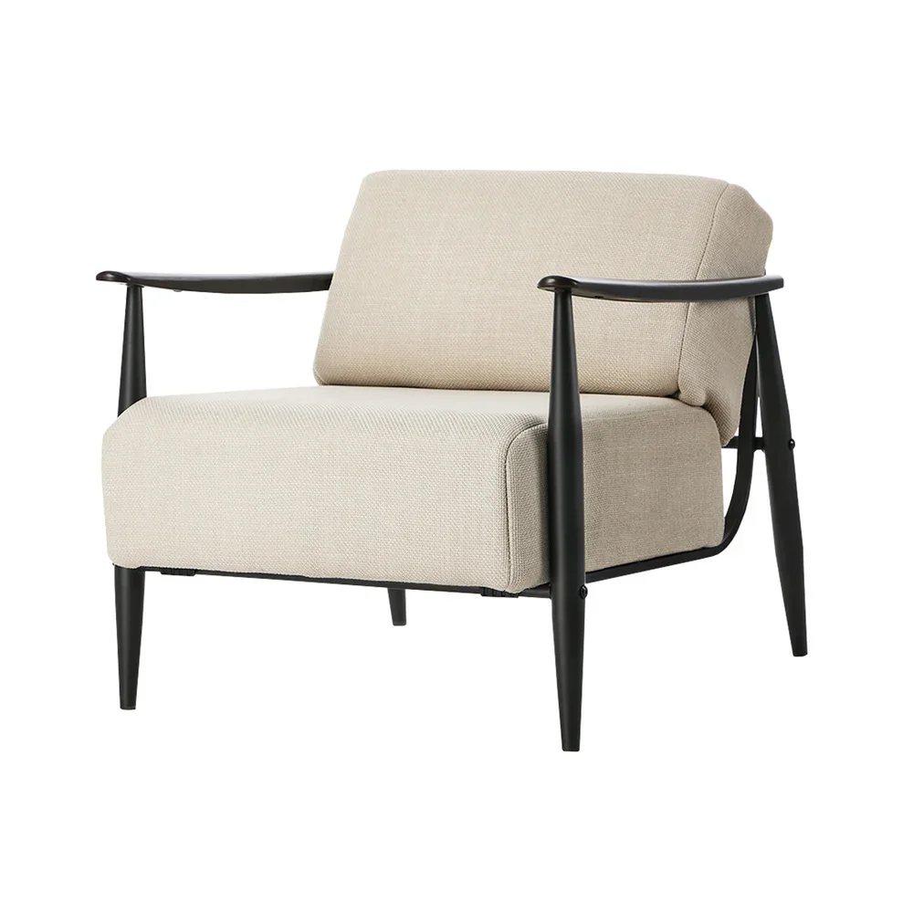 2x Wooden Armchair Sofa Chair Fabric Accent Armchairs Beige - Image 3
