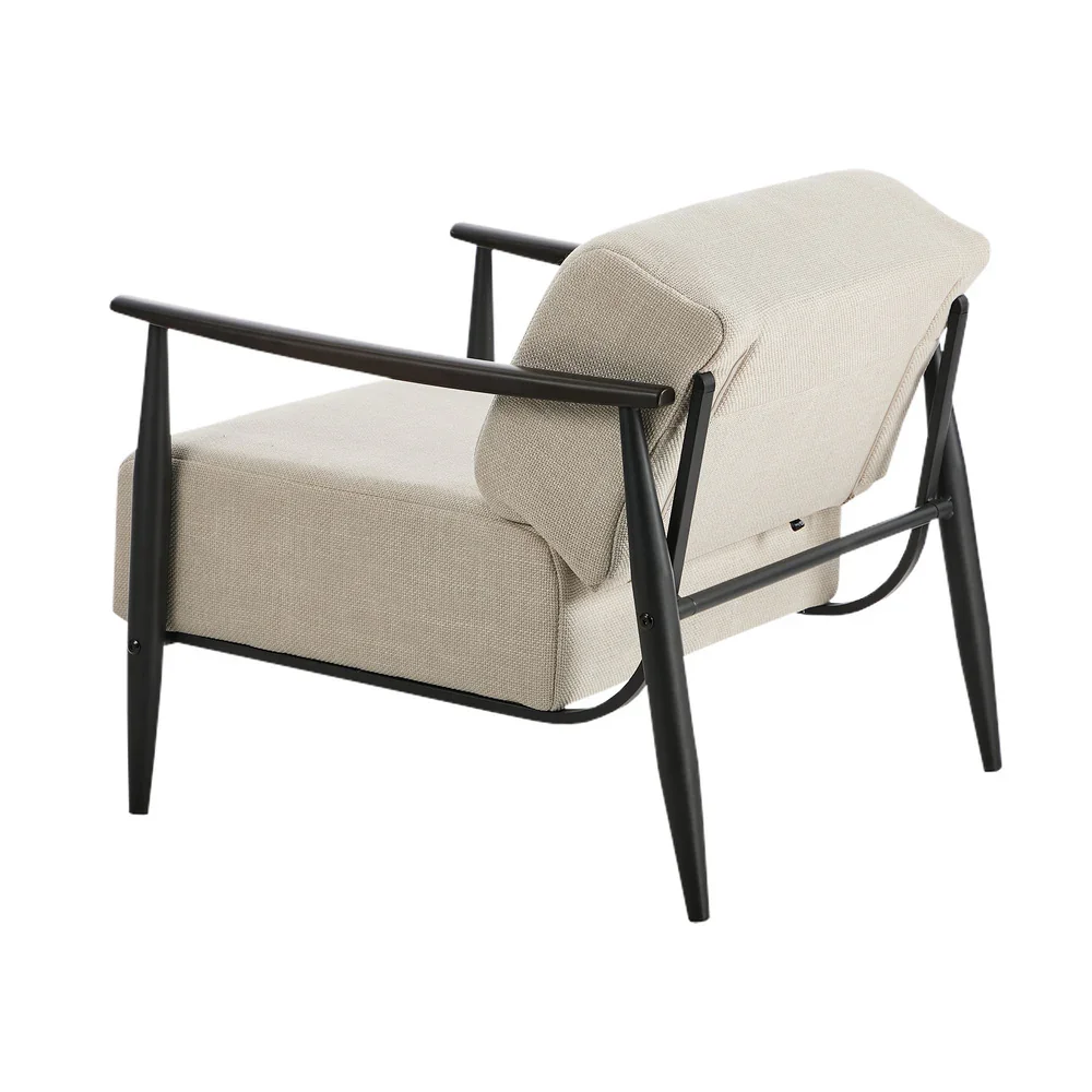 2x Wooden Armchair Sofa Chair Fabric Accent Armchairs Beige - Image 6