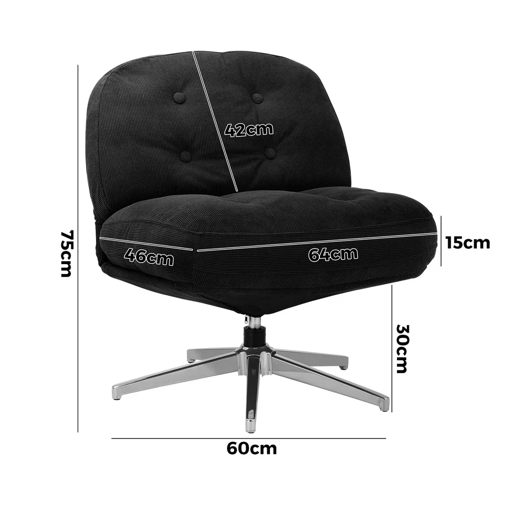 Armchair Swivel Lounge Chair Padded Polyester Black - Image 2