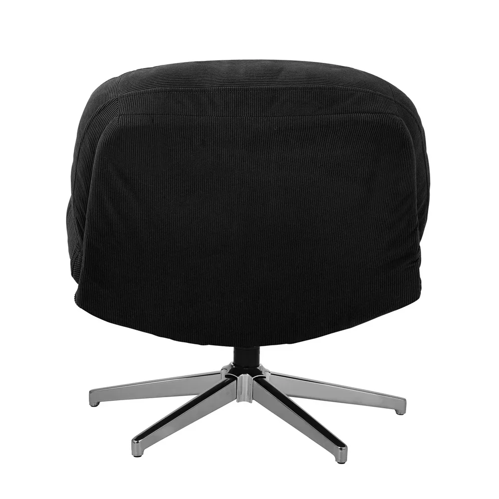 Armchair Swivel Lounge Chair Padded Polyester Black - Image 3